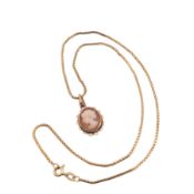 HALLMARKED 9CT GOLD CAMEO PENDANT & NECKLACE CHAIN