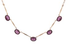 9CT GOLD & PURPLE PASTE RIVIERE NECKLACE