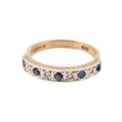 HALLMARKED 9CT GOLD SAPPHIRE & DIAMOND HALF ETERNITY RING