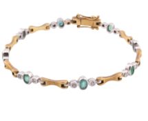GOLD EMERALD & DIAMOND FANCY LINK BRACELET