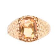 HALLMARKED 9CT GOLD & CITRINE RING