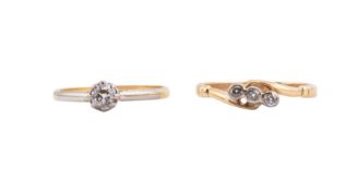 TWO 18CT GOLD & DIAMOND RINGS
