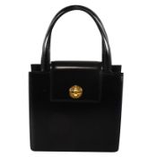 BULGARI BLACK LEATHER SQUARE HANDBAG