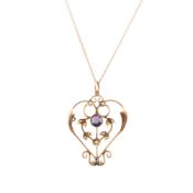 ART DECO 9CT GOLD & PASTE PENDANT NECKLACE