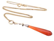 CARNELAIN DIAMOND PENDANT ON CHAIN