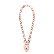 HALLMARKED 9CT ROSE GOLD CHAIN BRACELET WITH HEART PADLOCK CLASP