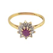 18CT GOLD RUBY & DIAMOND CLUSTER RING