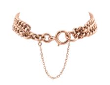 9CT GOLD DOUBLE CHAIN LINK BRACELET