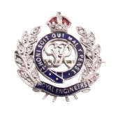 EARLY 20TH CENTURY ROYAL ENGINEERS DIAMOND ENCRUSTED BROOCH BADGE PIN