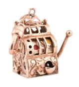 NOVELTY HALLMARKED 9CT GOLD ONE-ARMED BANDIT GAME MACHINE CHARM