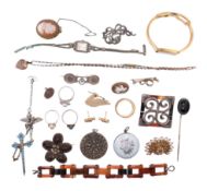 COLLECTION OF JANTIQUE & MODERN JEWELLERY & WATCHES
