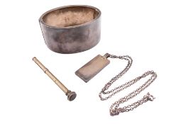 VICTORIAN SILVER BANGLE & MODERN SILVER INGOT PENDANT NECKLACE