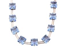 ART DECO STERLING SILVER & PASTE RIVIERE NECKLACE