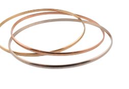 HALLMARKED 9CT GOLD TRI COLOUR BANGLE