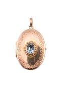 HALLMARKED 9CT GOLD & AQUAMARINE LOCKET