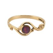 HALLMARKED 9CT GOLD & AMMOLITE RING