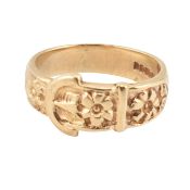 HALLMARKED 9CT GOLD BUCKLE RING