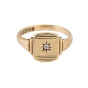 HALLMARKED 9CT GOLD & DIAMOND SIGNET RING