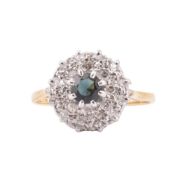 18CT GOLD SAPPHIRE & DIAMOND CLUSTER RING