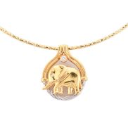 18CT GOLD & DIAMOND PENDANT NECKLACE ON 14CT GOLD CHAIN