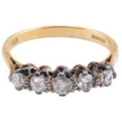 HALLMARKED 18CT GOLD & DIAMOND FIVE STONE RING