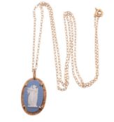 HALLMARKED 9CT GOLD WEDGWOOD CAMEO PENDANT & CHAIN