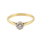 HALLMARKED 18CT GOLD & SINGLE STONE DIAMOND RING