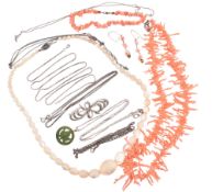 COLLECTION OF SILVER CORAL & MOTHER OF PEARL JEWELLERY