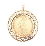 VICTORIAN 1891 FULL SOVEREIGN COIN IN 9CT GOLD MOUNT