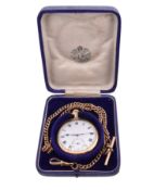 9CT ROSE GOLD ALBERT CHAIN & GOLD FILLED OPEN FACE POCKET WATCH
