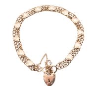 HALLMARKED 9CT GOLD BRACELET & HEART PADLOCK