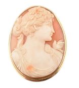 14CT GOLD CAMEO BROOCH