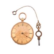 SWISS LE COMTE 18CT GOLD OPEN FACED POCKETWATCH
