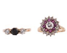 TWO HALLMARKED 9CT GOLD & GEM SET RINGS