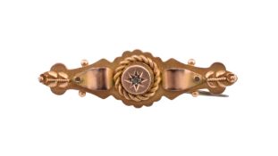 EDWARDIAN HALLMARKED 9CT GOLD & DIAMOND BROOCH PIN