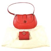 BULGARI RITA RED LEATHER HANDBAG & WALLET