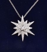 HALLMARKED 18CT WHITE GOLD STAR PENDANT & NECKLACE