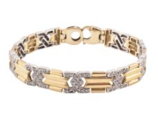 HALLMARKED 9CT GOLD & DIAMOND BI-COLOUR BRACELET