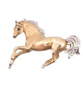 HALLMARKED 9CT GOLD STALLION HORSE BROOCH