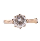 HALLMARKED 9CT GOLD A& SINGLE STONE CZ RING