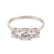 HALLMARKED 14CT GOLD & CZ THREE STONE RING