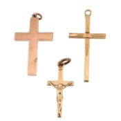 THREE 9CT GOLD NECKLACE PENDANTS