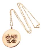 HALLMARKED 9CT GOLD THEATRICAL MASK PENDANT & NECKLACE