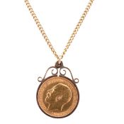 GEORGE V 1913 HALF SOVEREIGN PENDANT NECKLACE