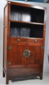 20TH CENTURY WALNUT QING DYNASTY BOOKCASE CABINET