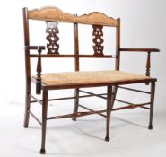 EDWARDIAN MAHGOANY TWO SEATER SALON BENCH SETTEE