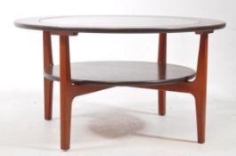 BRITISH MODERN DESIGN - MID CENTURY TEAK & GLASS COFFEE TABLE