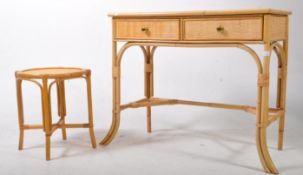A MID CENTURY RATTAN BAMBOO DRESSING TABLE WITH TWO DRAWERS