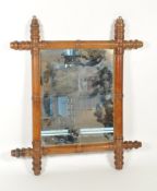 EARLY 20TH CENTURY TURNED BAMBOO FRAMED WALL MIRROR