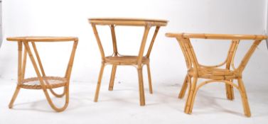 BRITISH MODERN DESIGN - THREE MID CENTURY WICKED BAMBOO TABLES